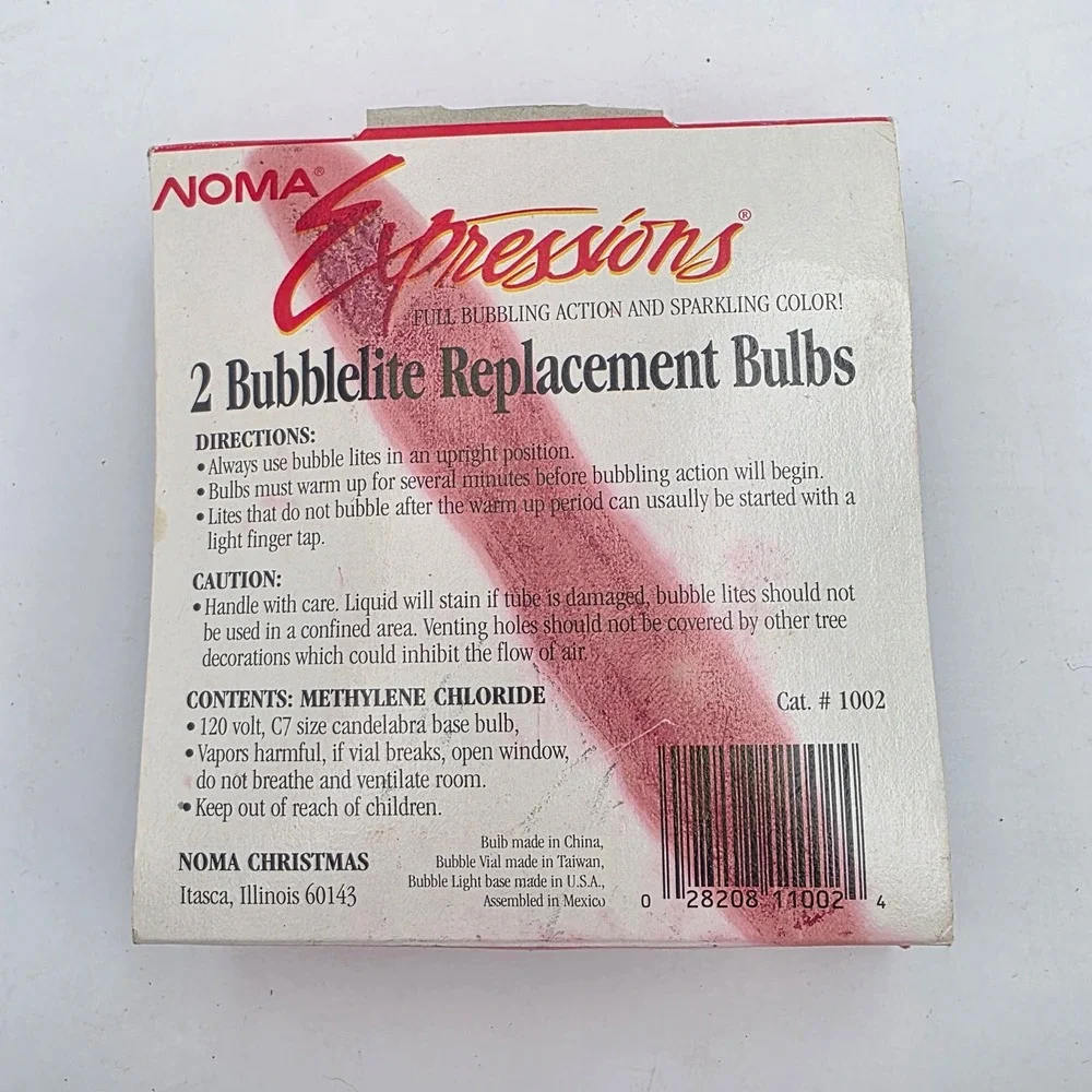 Noma Expressions Bubblelite Replacement Bulbs Vintage Christmas 2 Pack C7 Base